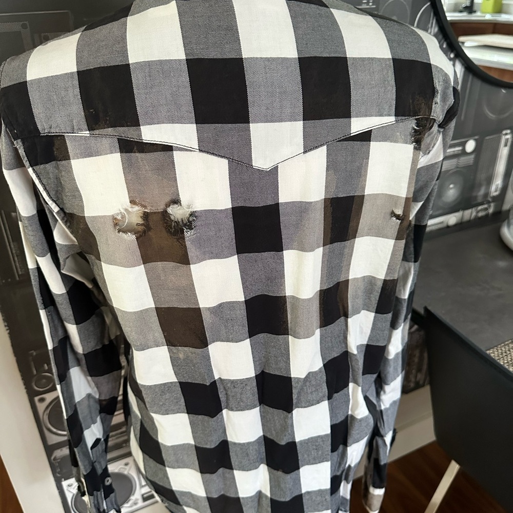 Extremely Distressed Nsf This Flannel Size S - image 2